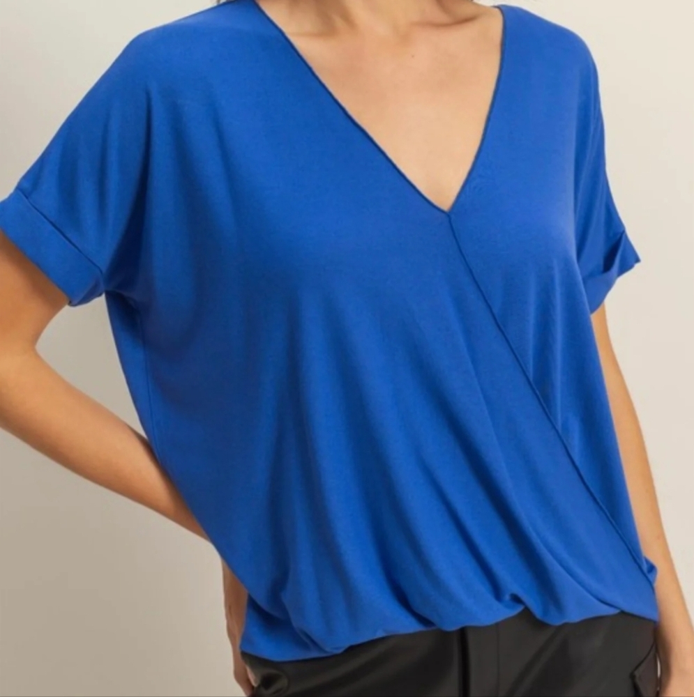 Royal Blue V-Neck Blouse